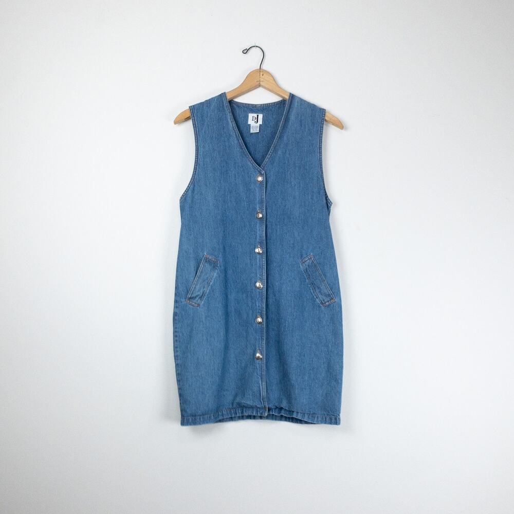 DJ Int’l Vintage Sleeveless Denim Button Down Dress S / M